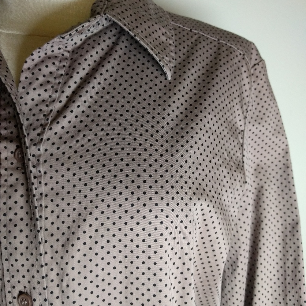 EUC Buttondown Fitted shirt blouse polkadot